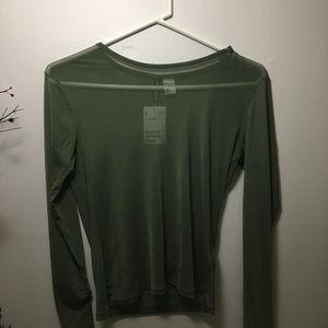 NWT H&M Mesh long sleeve OLIVE GREEN